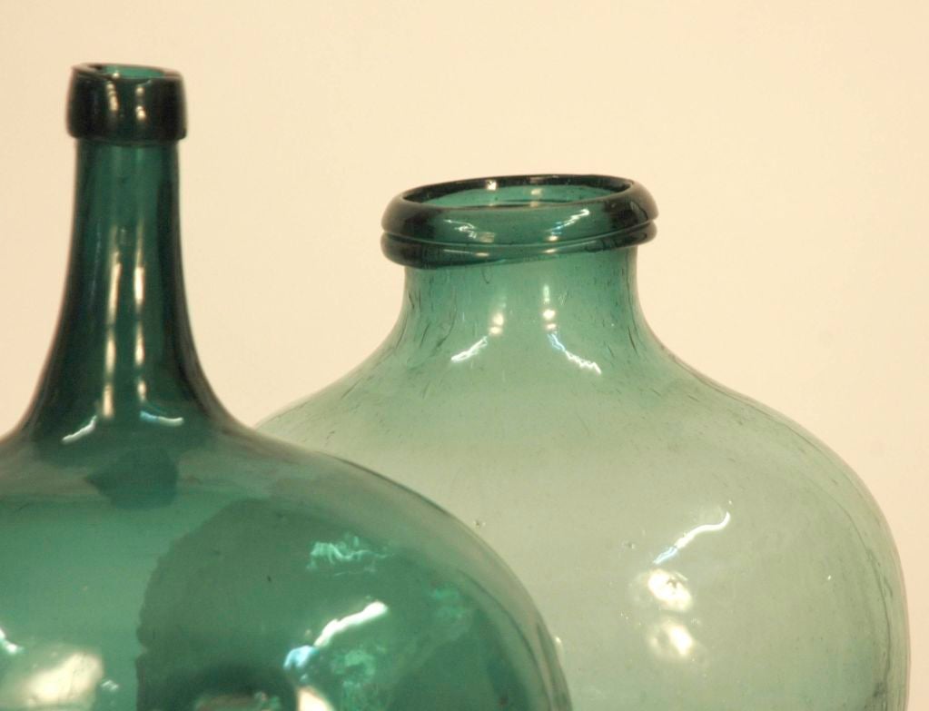 Glass 20th Century Italian Turquoise wine/oil jars
