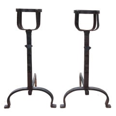 French 18th Century Forged Iron Andirons 