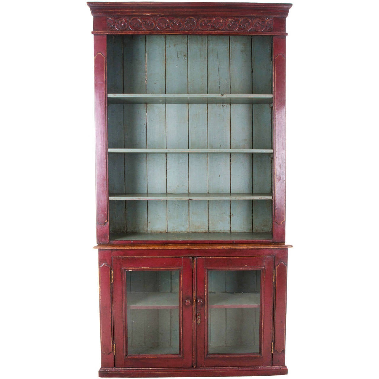 English 19th Century Painted Pine Bookcase at 1stdibs