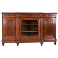 French 19th Century Walnut 
Glass Buffet