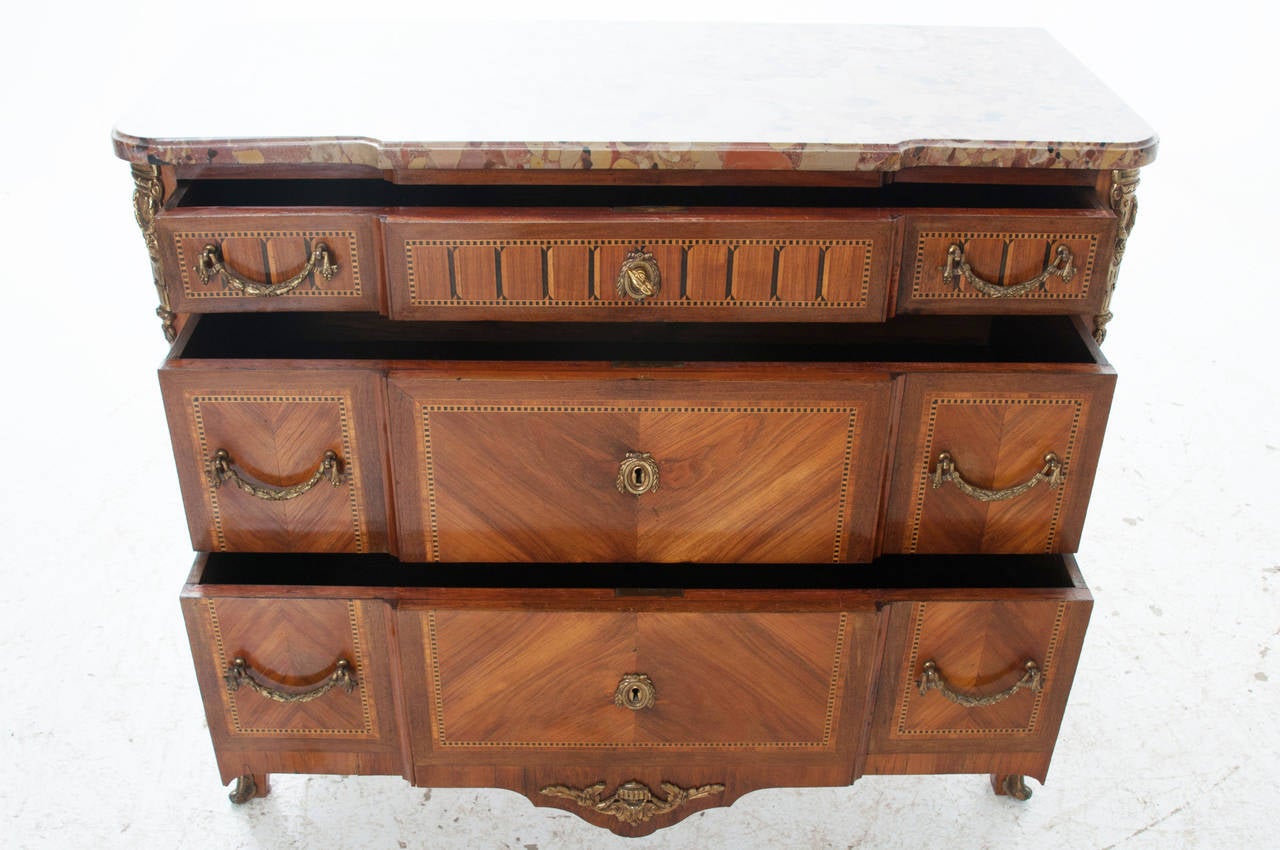 French 19th Century Marble Top & Wood Inlay Commode 3