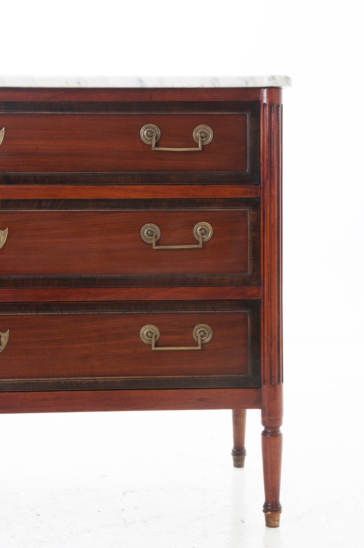 French 19th Century Louis XVI Mahogany & Marble Commode In Good Condition In Baton Rouge, LA