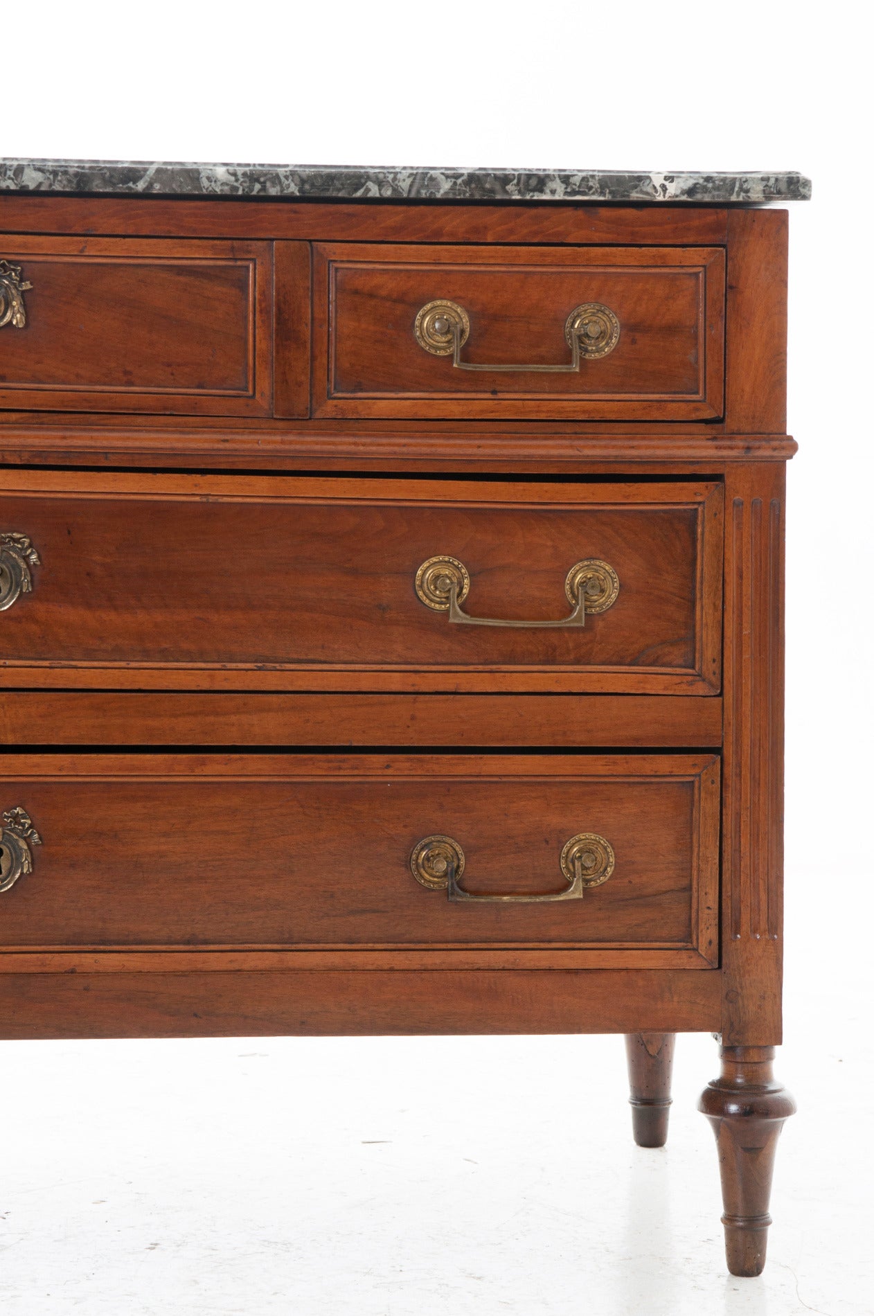 French 19th Century Louis XVI Walnut and Marble Commode