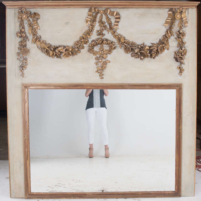 French 18th Century Carved Wood Trumeau Mirror