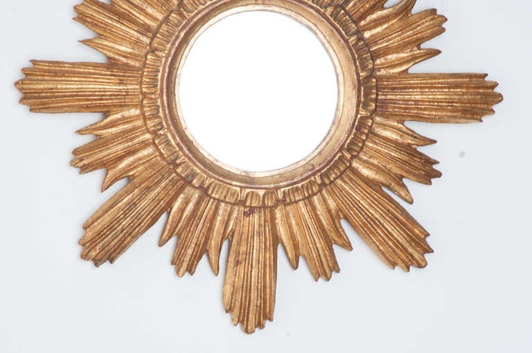 Revival French 19th Century Gilt-Wood Starburst Mirror