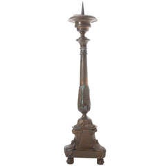 French 19th Century Impressive Brass Altar Candlestick 11