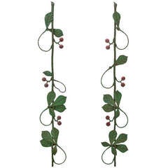 French 1930's Painted Iron Vines with Red Berries