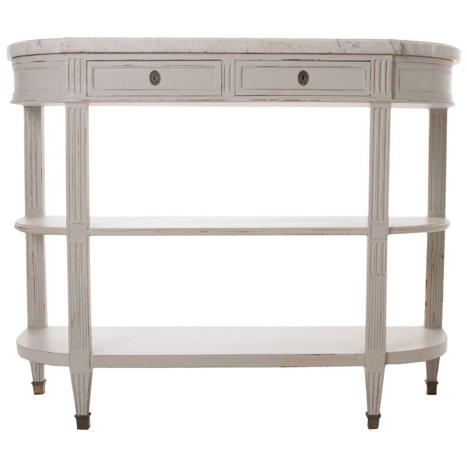 French 19th Century Painted Dessert or Console with Marble Top