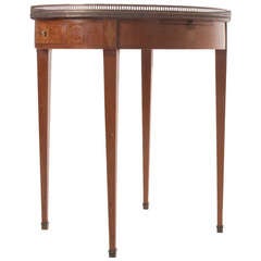 French 19th Century Mahogany Inlay 
Marble Gueridon Table