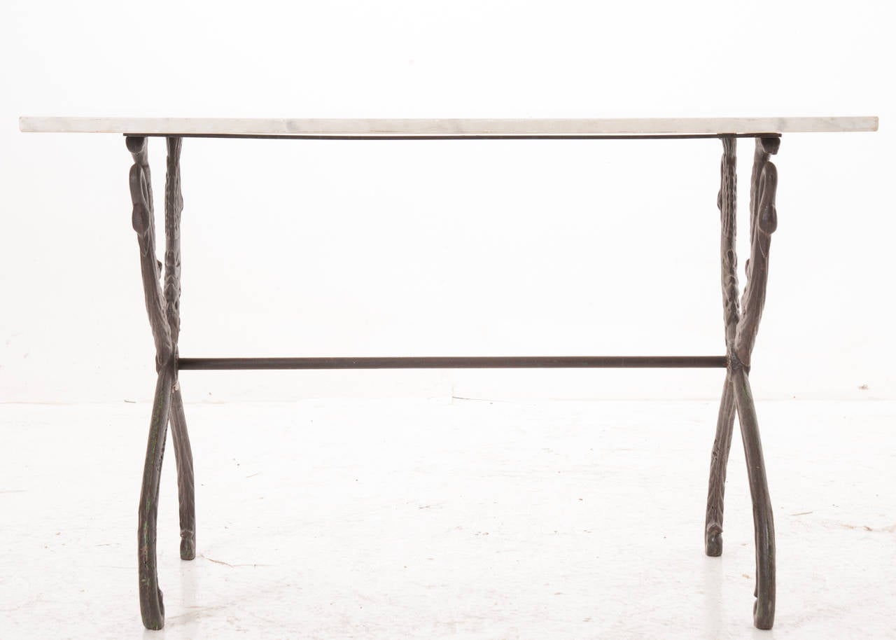 French 19th Century Iron and Marble Garden Table 2