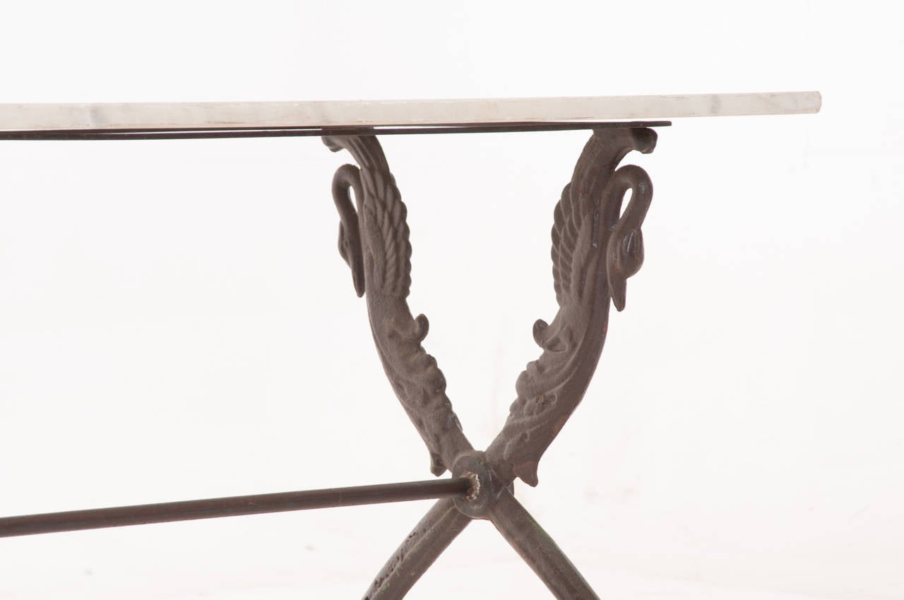 French 19th Century Iron and Marble Garden Table In Good Condition In Baton Rouge, LA