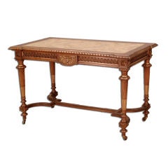 French Louis XVI Style Walnut and Parcel Gilt Center Table