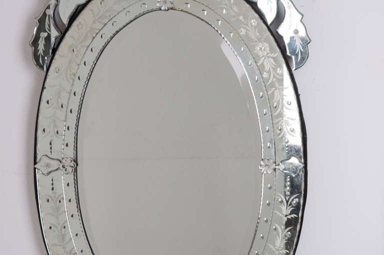 Italian Late 19th Century Venetian Glass Oval Mirror