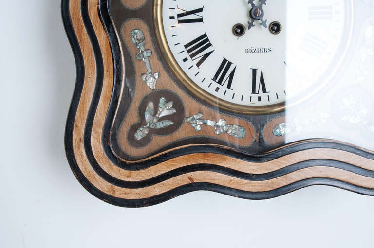 French Napoleon III Mother of Pearl Wall Clock