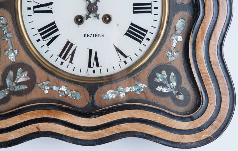 19th Century Napoleon III Mother of Pearl Wall Clock