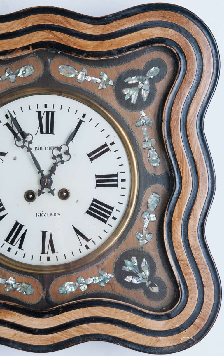 Napoleon III Mother of Pearl Wall Clock In Good Condition In Baton Rouge, LA