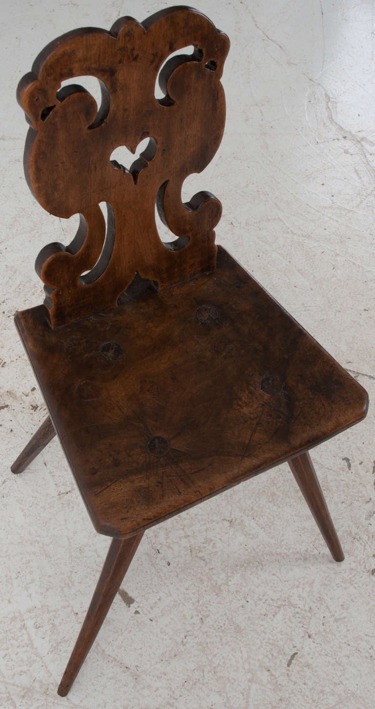 Alsatian 18th Century Hand-Carved Wood Chair In Good Condition In Baton Rouge, LA