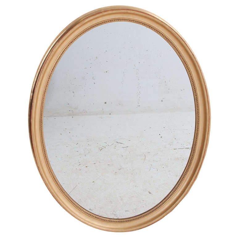 Large French 19th Century Gold Gilt Oval Mirror at 1stDibs