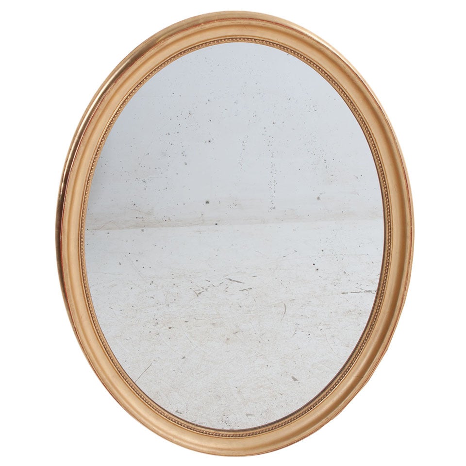 Large French 19th Century Gold Gilt Oval Mirror