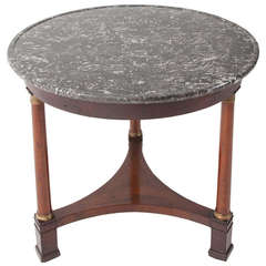 French 19th Century Empire Gueridon Table in Mahogany and Marble