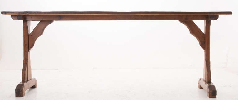 English 19th Century Pine Trestle Server