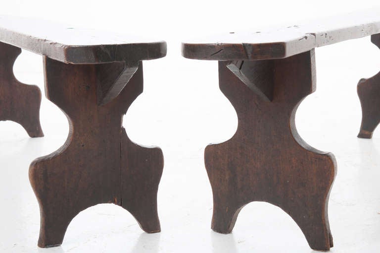 French 19th Century Pair of Oak Benches 2