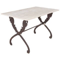 French 19th Century Iron and Marble Garden Table