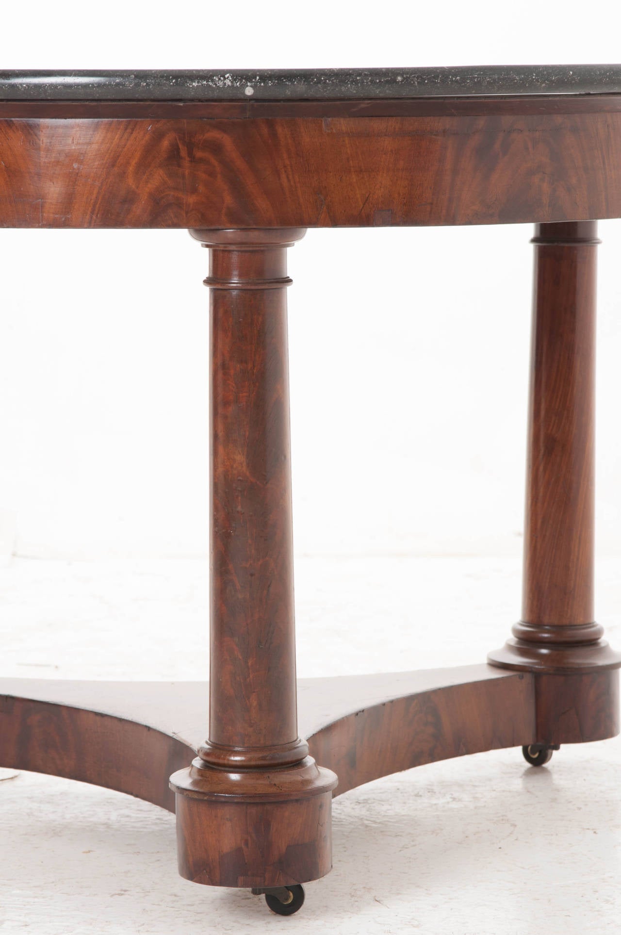 French 19th Century Empire Flame Mahogany and Marble Center Table 6