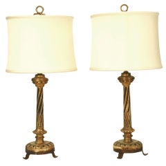 Italian Pair of Candlesticks made into Lamps