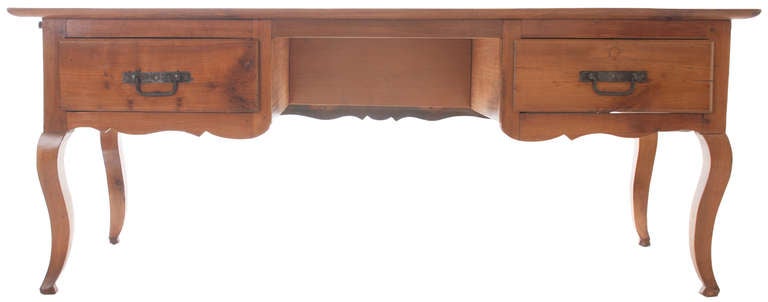 French cherry server table with center drawer removed for desk with 2 extentions c. 1800