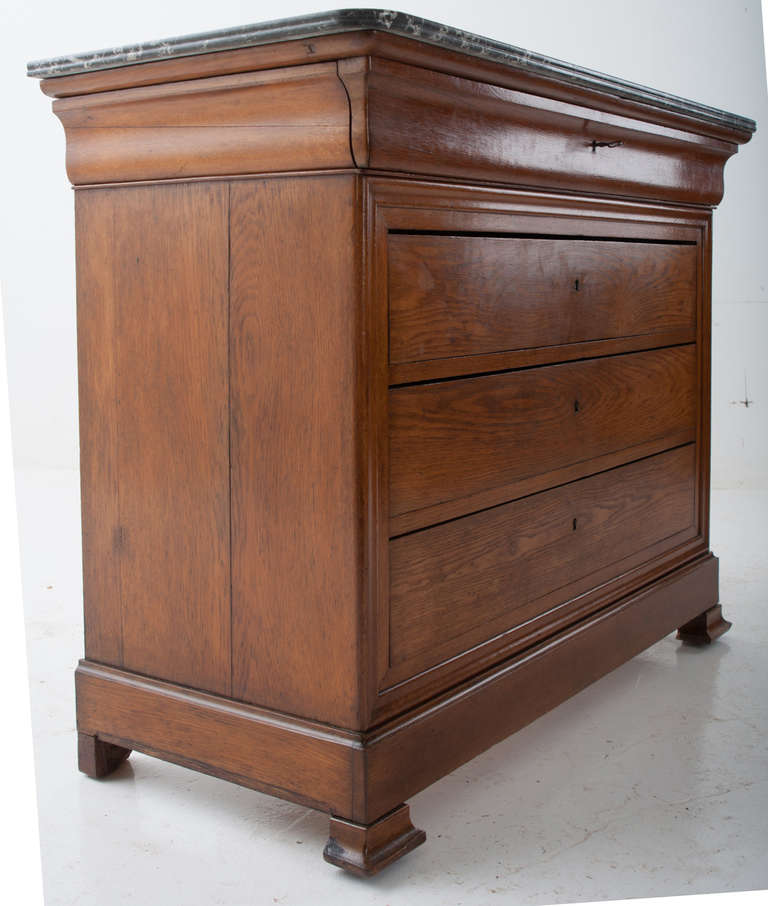 French 19th Century Louis Philippe Oak and Marble Commode 2