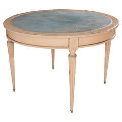French 19th Century Extending Leather and Painted Game Table