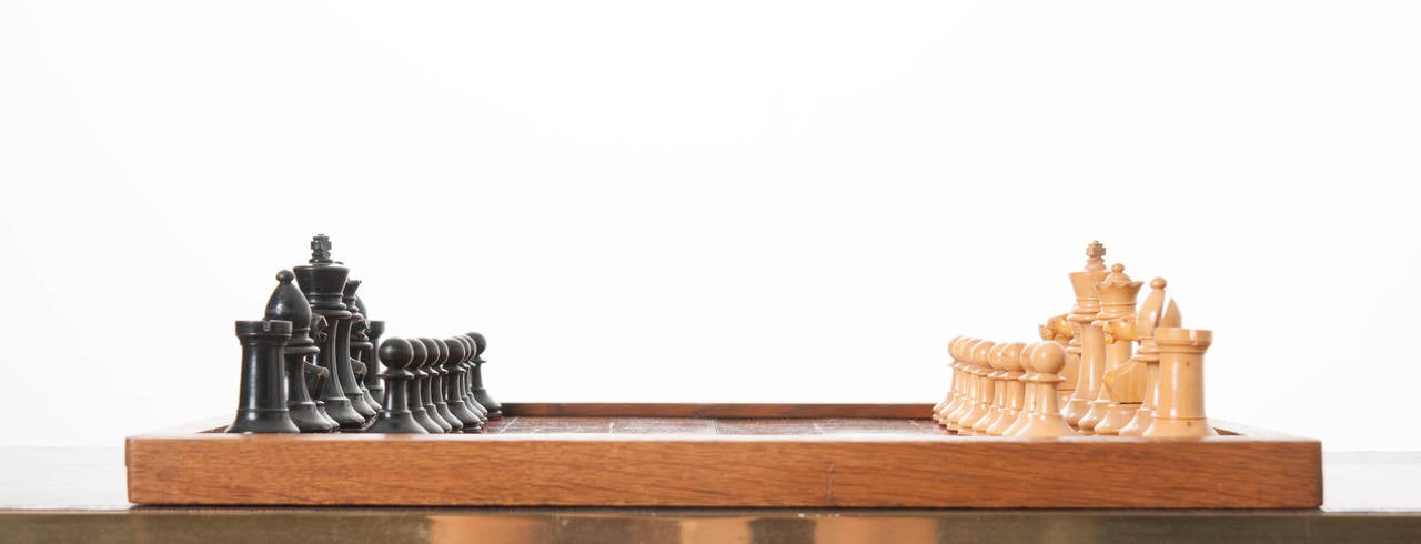 English Carved Fruitwood Chess Set