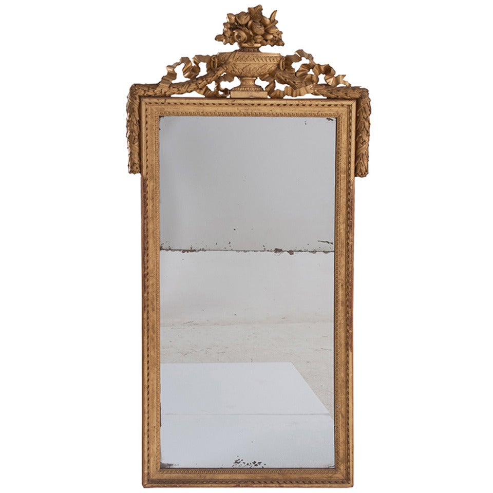 French 19th Century Giltwood Mirror with Urn