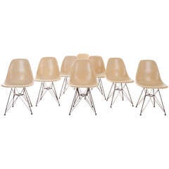 Set of 8 Eames for Herman Miller Chairs with Eiffel Tower Base