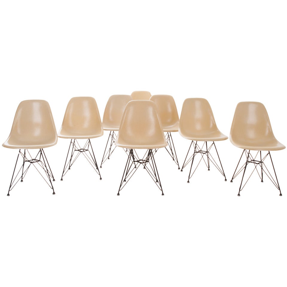 Set of 8 Eames for Herman Miller Chairs with Eiffel Tower Base
