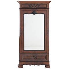 Antique French 19th Century Rosewood Mirror Door Armoire