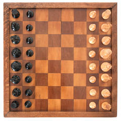 English Carved Fruitwood Chess Set
