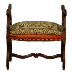 Antique French Walnut Needlepoint Bench