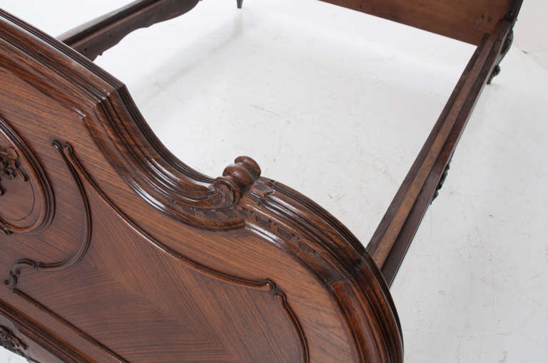 French 19th Century, Louis XV Rose Wood Queen Bed