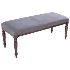 English 19th Century Mahogany & Upholstered Bench