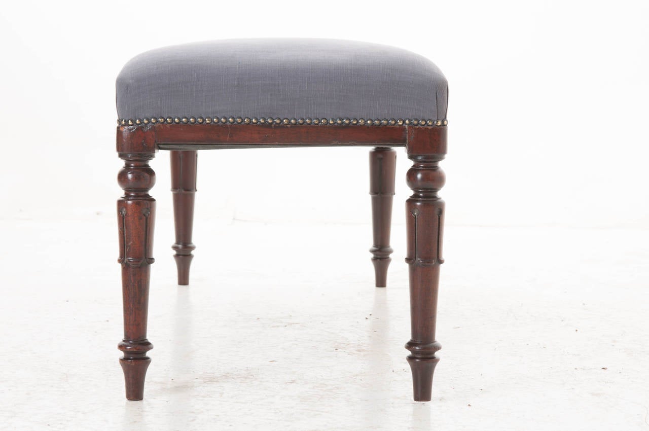English 19th Century Mahogany & Upholstered Bench In Good Condition In Baton Rouge, LA