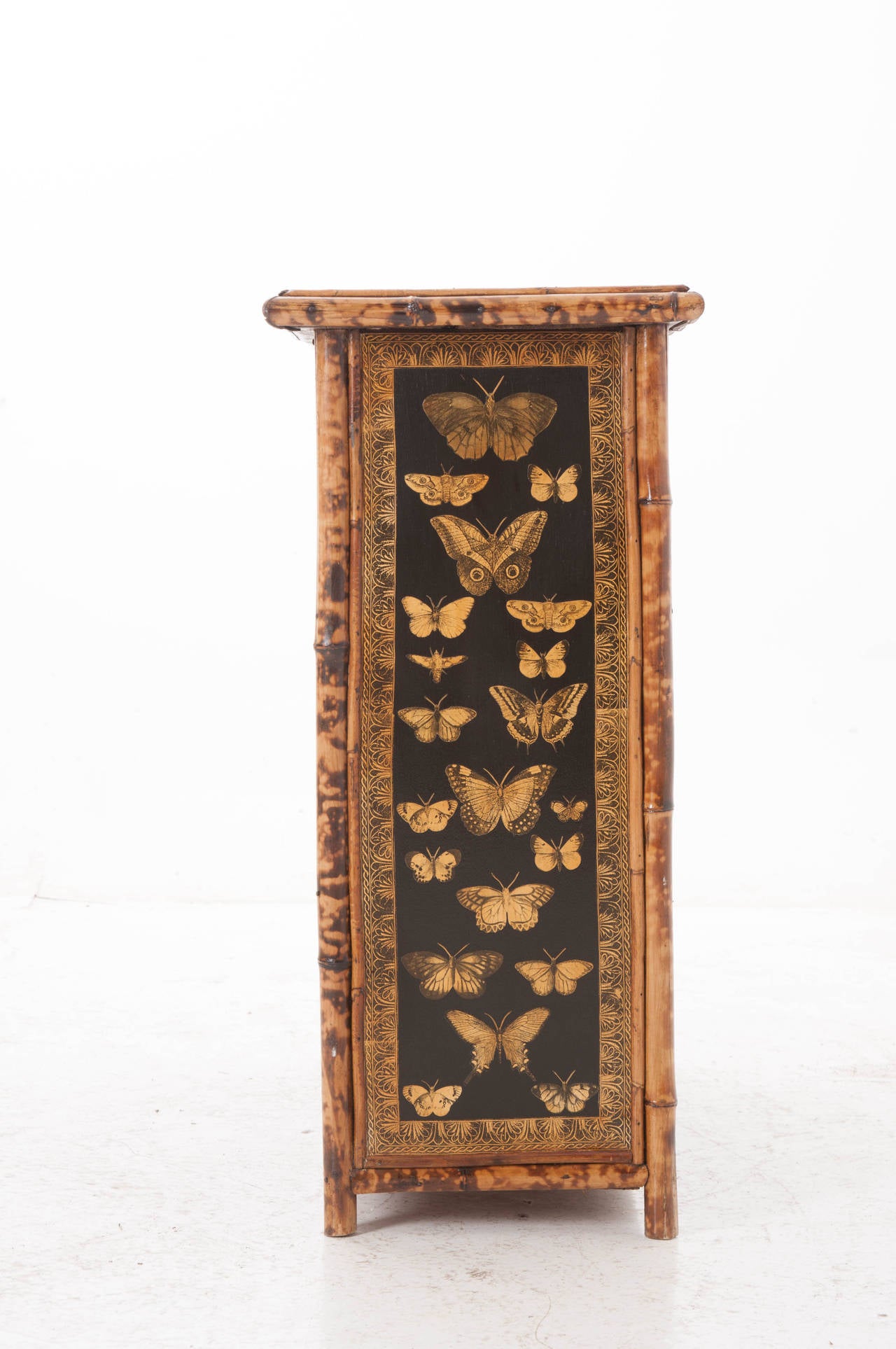 Great Britain (UK) English 19th Century Bamboo & Decoupage Butterfly Bookshelf