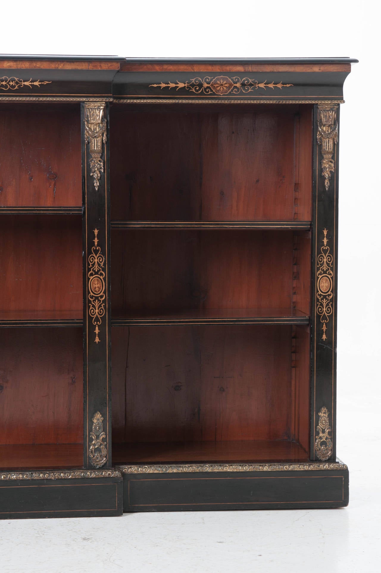 French 19th Century Ebony Breakfront Bookcase 4