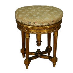 Antique French Louis XVI Style Gilt Revolving Piano Stool