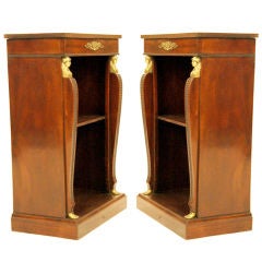 Vintage French Empire Style PAIR of Mahogany Bedside Cabinets