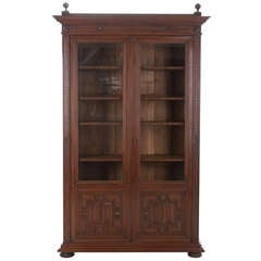 French Early 20th Century Walnut Bibliotheque
