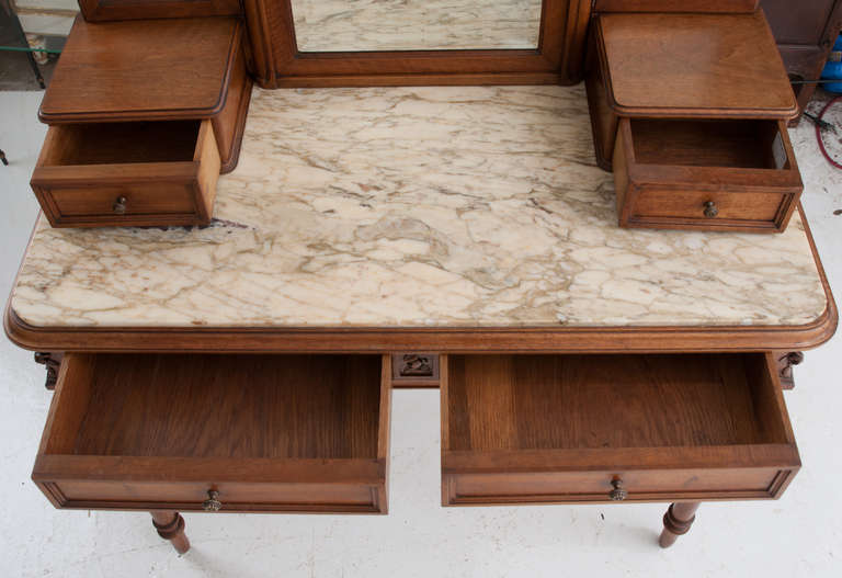 French 19th Century MarbleTop Dressing Table with Triptych Mirror at