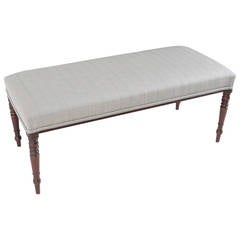 English 19th Century Mahogany and Upholstered Bench