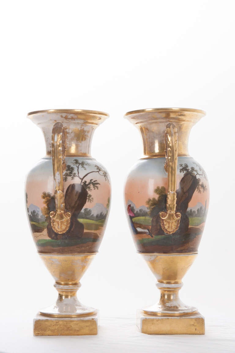 French 19th Century Empire Pair of Porcelain Urns 3